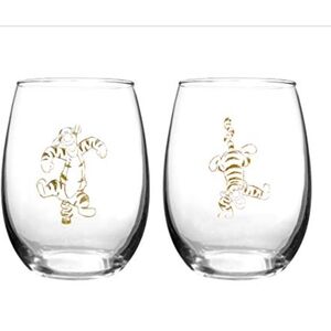 Disney Gold Tigger Stemless Wine Glass Set